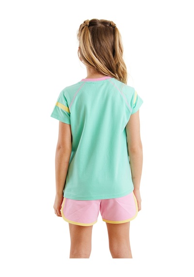 Kalpli Kız Çocuk Yazlık T-shirt Şort Takım