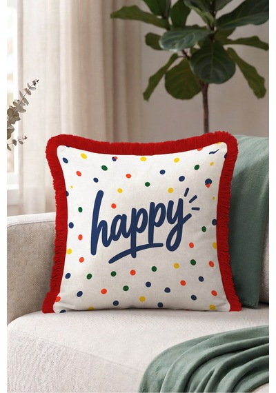 Happy Puantiyeli Konfeti Saçaklı Yastık Kılıfı - Neşeli Çocuk Odası Kırmızı Püsküllü Kırlent Kılıfı Serin Esinti Nova Happy Puantiyeli Konfeti Saçaklı Yastık Kılıfı - Neşeli Çocuk Odası Kırmızı Püsküllü Kırlent Kılıfı Serin Esinti Nova