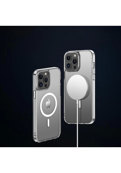 Apple Uyumlu  iPhone 13 Pro Magsafe Kablosuz Şarj Destekli Manyetik Şeffaf Koruyucu Kılıf