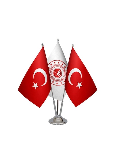 Masa Üstü Çevre Bakanlığı Bayrağı Türk Bayrağı Üçlü Krom Direk Ma