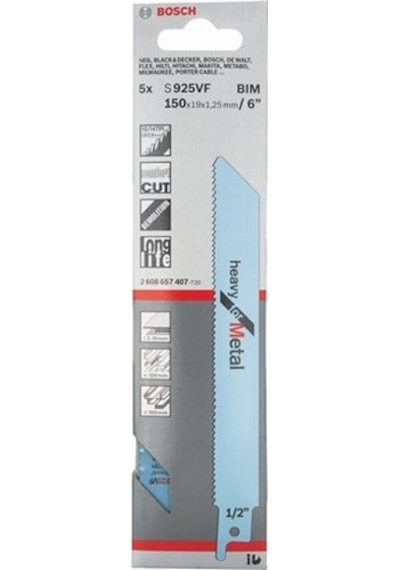 Bosch S 925 VF Heavy For Metal 5'li Tilki Kuyruğu Bıçağı - 2608657407