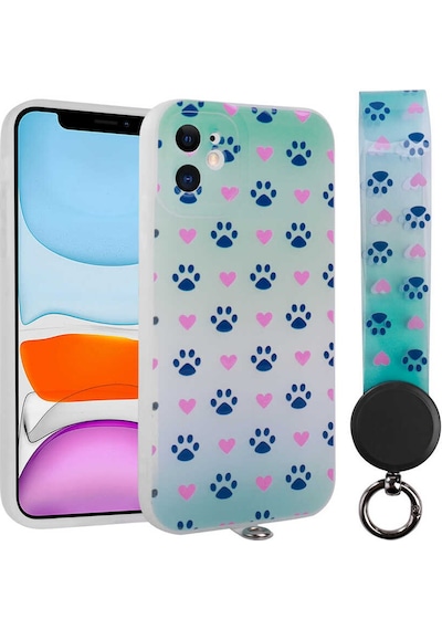 Goocamp Apple iPhone 11 Uyumlu Desenli El Askılı İpli Arte Silikon Kılıf-no10 No10
