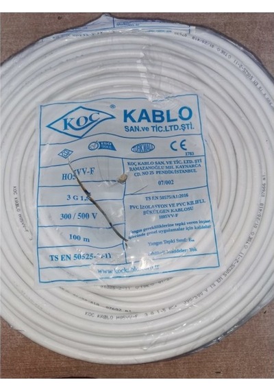 Koç Kablo 3x1,5 Ttr 100 Metre Kablo Tam Bakır Çok Telli
