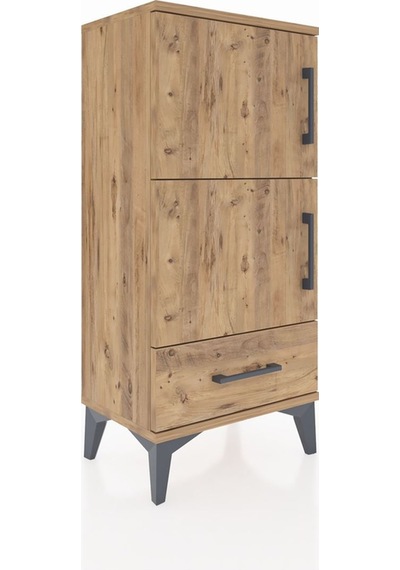 Arges Komodin 4 Raflı Tek Çekmeceli 2 Kapaklı 44x30x96 Çam-çam Çam
