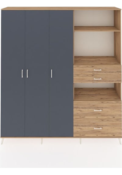 Hyperion Dolap 12 Raflı 4 Çekmeceli Tek Askılı 220x44x243 Çam-antrasit/çam Antrasıt/atlas Çam Hyperion Dolap 12 Raflı 4 Çekmeceli Tek Askılı 220x44x243 Çam-antrasit/çam Antrasıt/atlas Çam