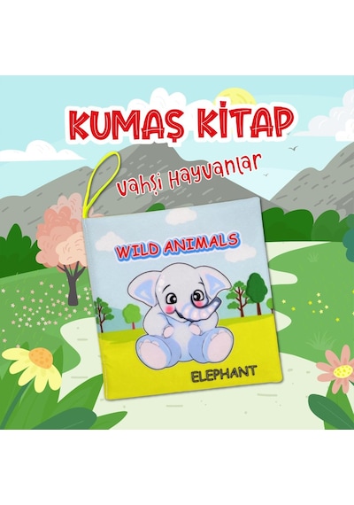Tox Ingilizce Vahşi Hayvanlar Sessiz Kumaş Kitap E389 - Bez Kitap
