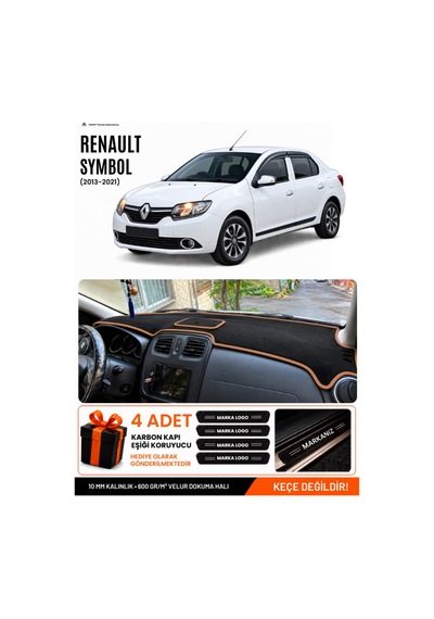 Renault Symbol Üst Kapaklı 2013-2021 Uyumlu Torpido Örtüsü - Siyah-kahverengi - Re014