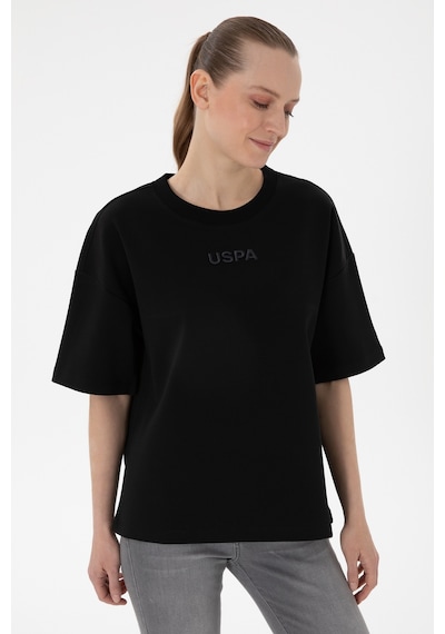 U.S. Polo Assn. Kadın Siyah Oversize Bisiklet Yaka Tişört 50294482-VR046