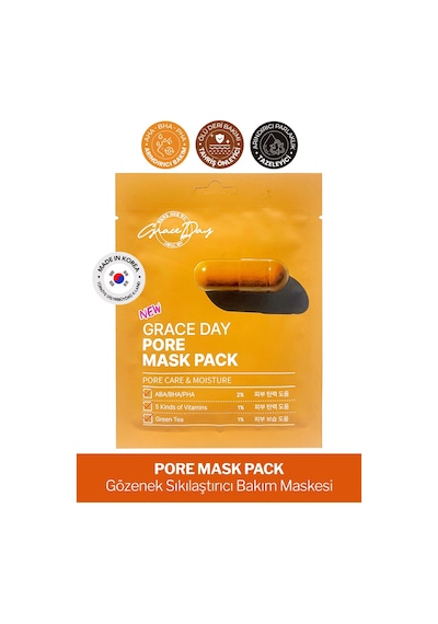 Grace Day Gözenek Bakımı İçin Vitamin ve AHA BHA PHA İçeren Kağıt Maske Grace Day Pore Mask Pack