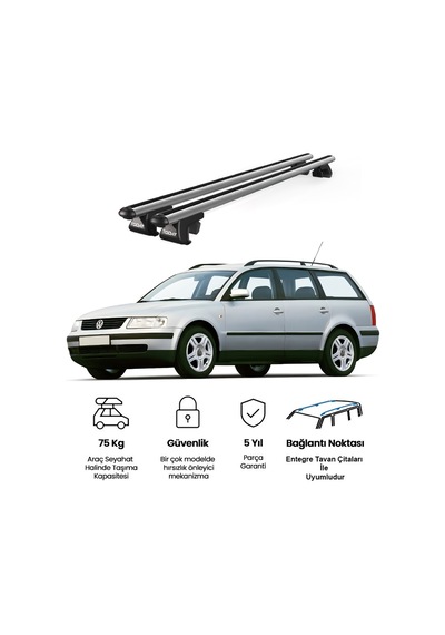 Venüs Volkswagen Passat Variant B5 1997-2005 Uyumlu Gri Ara Atkı Port Bagaj Tavan Barı