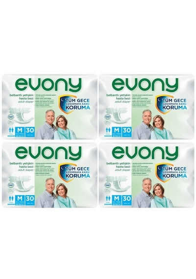 Evony Belbantlı Yetişkin Hasta Bezi Medium 120 Adet 4x30 Paket M