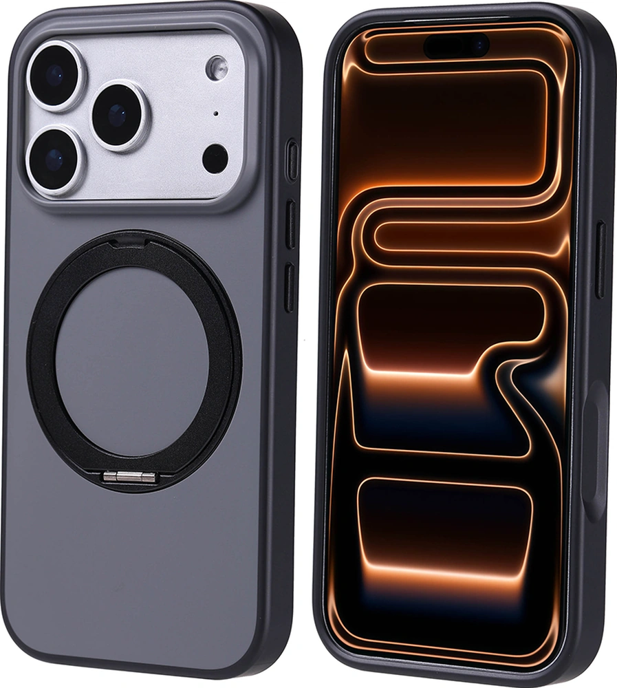 Apple Uyumlu iPhone 17 Pro Kılıf M-safe Şarj Özellikli Standlı Proton Silikon Kılıf Siyah