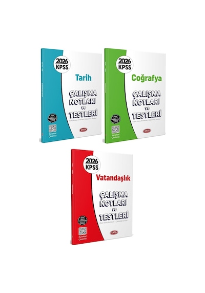 Data 2026 Kpss Tarih + Coğrafya + Vatandaşlık Çalışma Notları Ve Testleri 3 Lü Set Data Yayınları