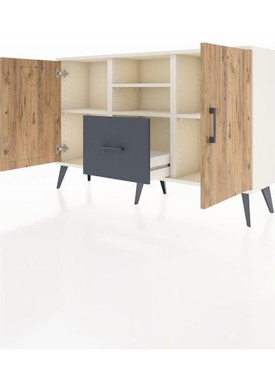 Arges Konsol 4 Raflı Tek Çekmeceli 2 Kapaklı 132x30x83 Aytaşı-çam/antrasit Çam/antrasit Arges Konsol 4 Raflı Tek Çekmeceli 2 Kapaklı 132x30x83 Aytaşı-çam/antrasit Çam/antrasit