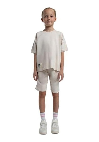 Rolypoly Kız Çocuk Pamuk İki İplik Kısa Kol Şortlu Pijama Takımı Rp3592 Krem