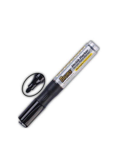 Akrilik Marker Yuvarlak Uç 1 Adet Brons Akrilik Markör Metal Seramik Ahşap Kumaş Tuval Cam Taş Siyah