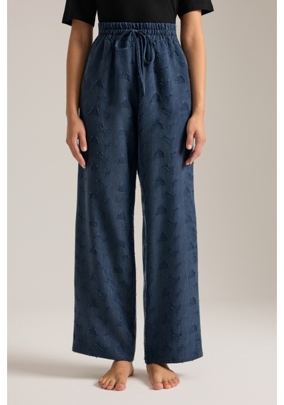 Aker Lacivert Dokulu Tencel Beli Lastikli Pijama Altı Lacivert Lacivert
