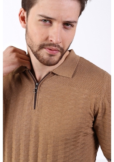 Ferraro Camel Polo Yaka Fermuarlı Erkek Pamuk Triko T-Shirt-Kahverengi (417942124) Kahverengi Ferraro Camel Polo Yaka Fermuarlı Erkek Pamuk Triko T-Shirt-Kahverengi (417942124) Kahverengi