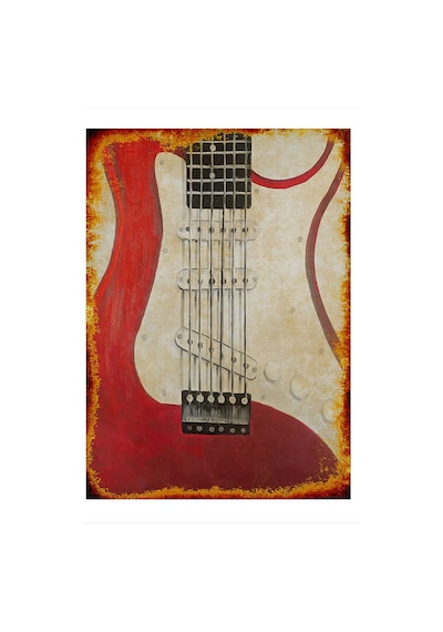 Bedeko Kırmızı Elektro Gitar Model Mdf Tablo 35 Cm X 50 Cm