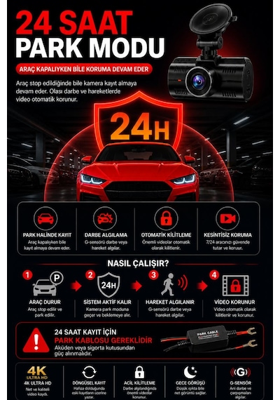 4k Araç Kamerası 3 Kameralı Ön-arka - İç Wifi Gps Park Modu Gece Görüşlü Araç İçi Kamera F6 Dash Cam