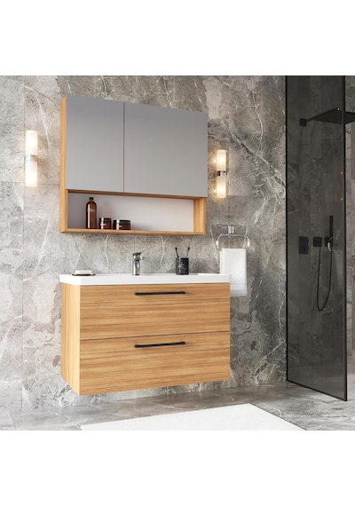 Teta Home Batum 80 Cm Mdf Banyo Dolabı Seti Teak Teak