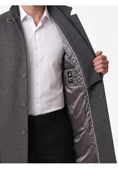Plus Scorpion Erkek Slim Fit Kaşe Kaban Çıkarılabilir Ribanalı Fermuarlı Yaka, S Xxl Antrasit