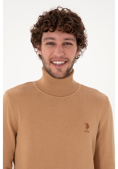 U.S. Polo Assn. Erkek Slim Fit Balıkçı Yaka Camel Melanj Basic Kazak 50288884-VR122 U.S. Polo Assn. Erkek Slim Fit Balıkçı Yaka Camel Melanj Basic Kazak 50288884-VR122