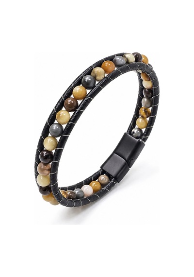 Moncuk Design 6mm Yemen Akik Deri Kordon Ve Çelik Bileklik 33512b2d6m19 G54 - Turuncu
