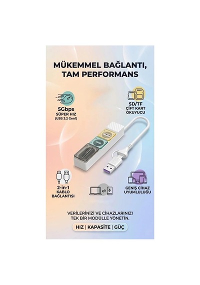 Usb Hub Type-c Usb 3.0 Çoklayıcı Sd Micro Sd Kart Okuyucu 5gbps Usb 3.2 Gen1