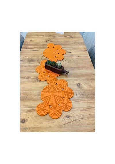 Jüt, Hasır, Dekoratif Masa Örtüsü,papatya Model Runner 30x100 Cm, Sehpa Örtüsü, Bohem Tarzı Turuncu Turuncu