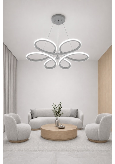 Niva Led Sarkıt Avize Beyaz Işık Gri