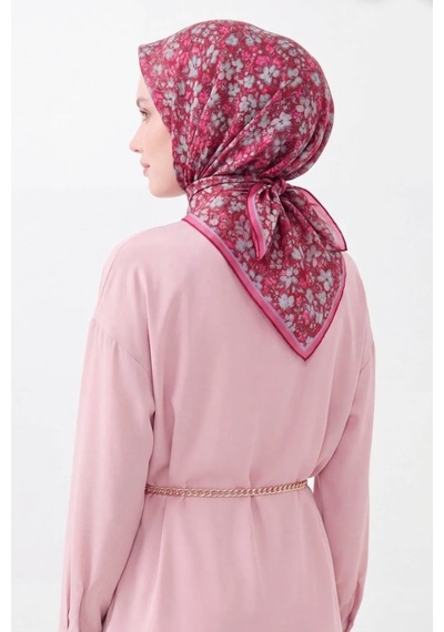 Silk Home Mini Floral Desen Soft Pamuk Eşarp Bordo