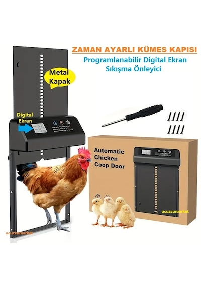 Kümes Kapısı Zaman Ayarlı Digital Ekran Sıkışma Önleyici