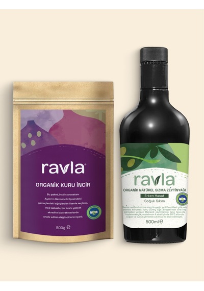 2'li Ürün - Ravla Organik Erken Hasat Zeytinyağı İçimlik 500 Ml/ Ravla Kuru İncir 500g