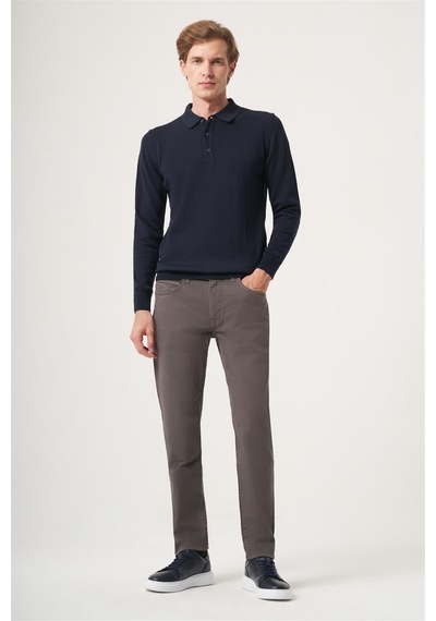 İmza Lacivert Polo Yaka Uzun Kol Örme Comfort Fit Pamuklu Kazak 1012265007