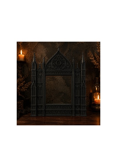 Siyah Victoria Gotik Duvar Fotoğraf Çerçevesi Katedral Tasarımlı 25x20x15 Cm