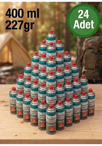Kamptek Ocak Strong / Steel Gazı Profesyonel Valfli Pürmüz Kartuşu 24 Adet Gri