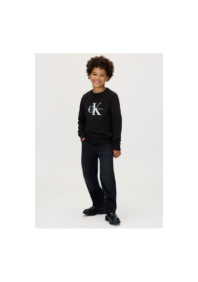 Calvin Klein Unisex Çocuk Ck Monogram Terry Cn Sweatshirt - Siyah Black