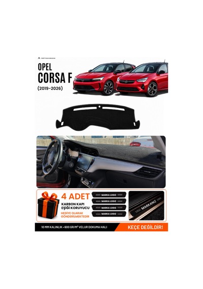 Opel Corsa F 2019-2026 Uyumlu Torpido Koruma, Torpido Örtüsü, Torpido Kılıfı - Siyah