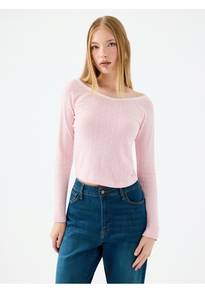 Slim Fit Kadın Tshirt U.kol Pembe