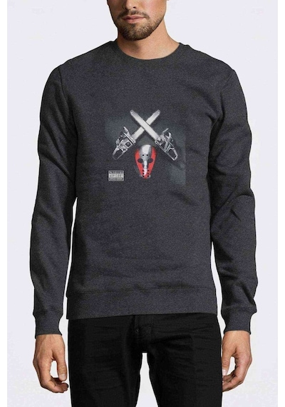 Shady Xv Baskılı Füme Antrasit Erkek Örme Sweatshirt