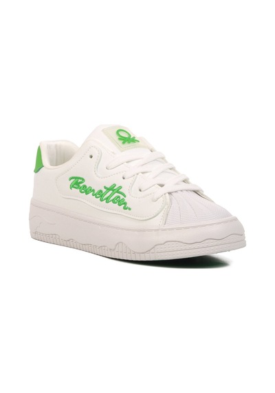 United Colors Of Benetton Beyaz Yeşil Bağcıklı Kadın Sneaker Bnı-10102 Z Beyaz - Yeşil