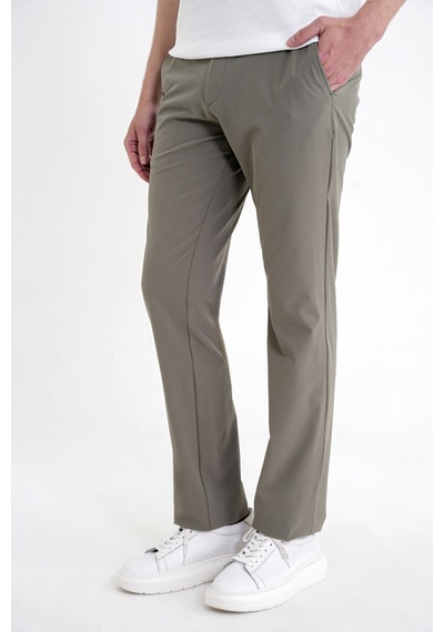 Regular Fit Yan Cep Doku Desenli Beli Lastikli Haki Pantolon P 1212