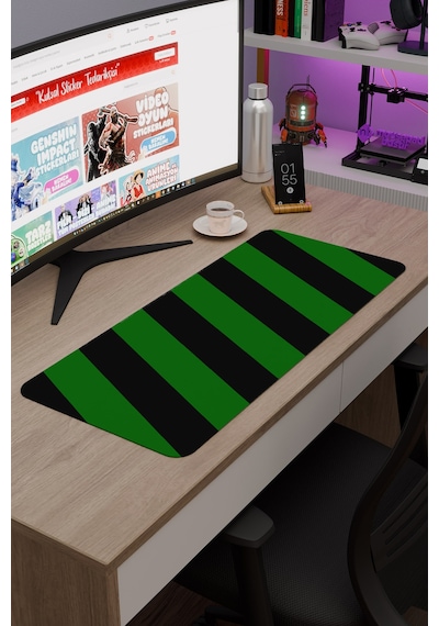 Yeşil Siyah 70x30 Xl Taraftar Gaming Oyuncu Mouse Pad Kaymaz Taban Büyük Klavye Fare Altlığı Şerit
