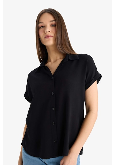 DeFacto Regular Fit Basic Düz Viskon Kısa Kollu Gömlek N7819AZ25SPBK27