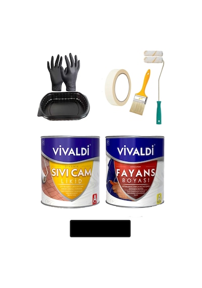 Fayans Boyası Seti Sıvı Cam Ve Uygulama Seti Tezgah,mermer,banyo,mutfak Boyama Seti Siyah 1 Lt 1 L