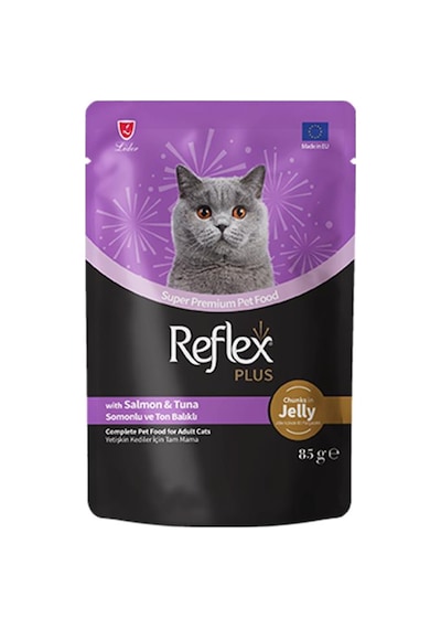 Reflex Plus Jöle İçinde Somonlu Ve Ton Balıklı Yetişkin Kedi Konservesi 85gr