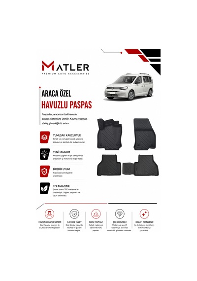 Volkswagen Caddy 2026 Model 4d Ekstra Havuzlu Paspas
