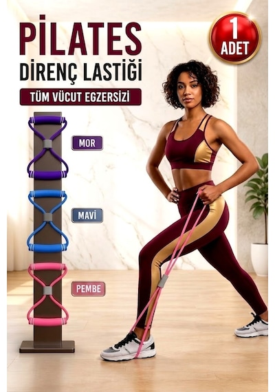Orta Seviye 1 Adet Bacak Kalça Squat Fitness Egzersiz Direnç Lastik Pilates Bandı Plates Lastiği Çok Renkli