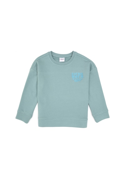 U.S. Polo Assn. Kız Çocuk Mint Simli Baskı Detaylı Bisiklet Yaka Basic Sweatshirt 50314289-VR090 U.S. Polo Assn. Kız Çocuk Mint Simli Baskı Detaylı Bisiklet Yaka Basic Sweatshirt 50314289-VR090
